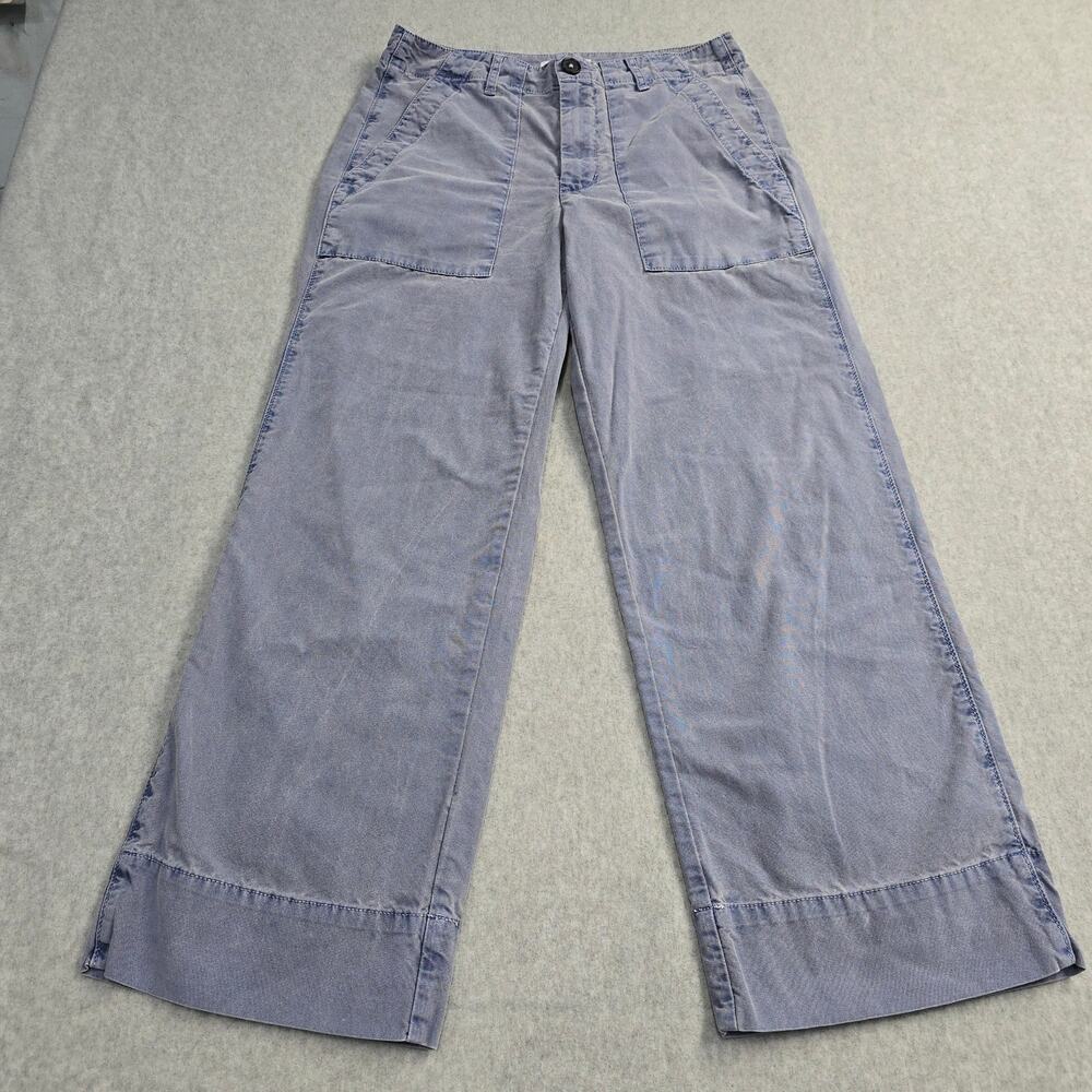 Velvet by Graham & Spencer Wide Leg Pants Sz 2 Blue Cotton Utility Patch Pocket